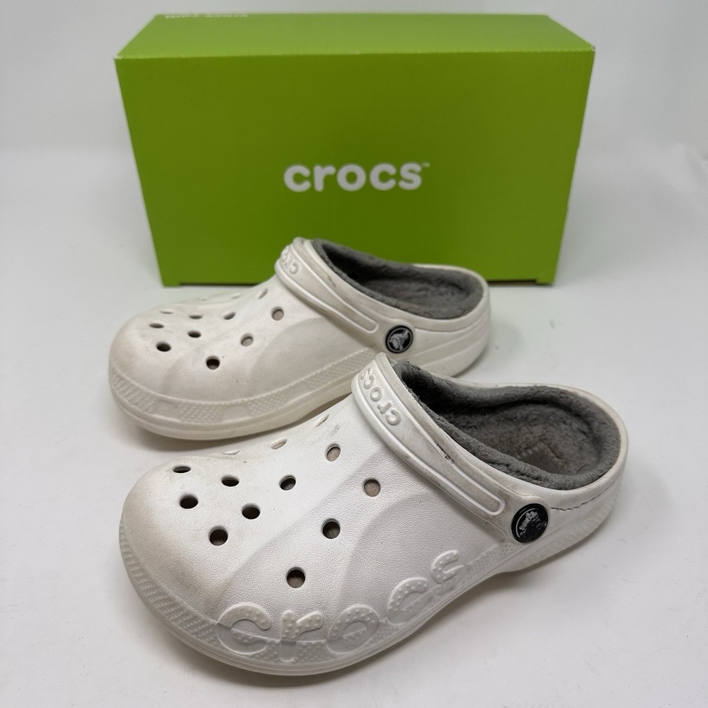 Crocs Kids Classic Clogs White Slip On Sandals Size J1